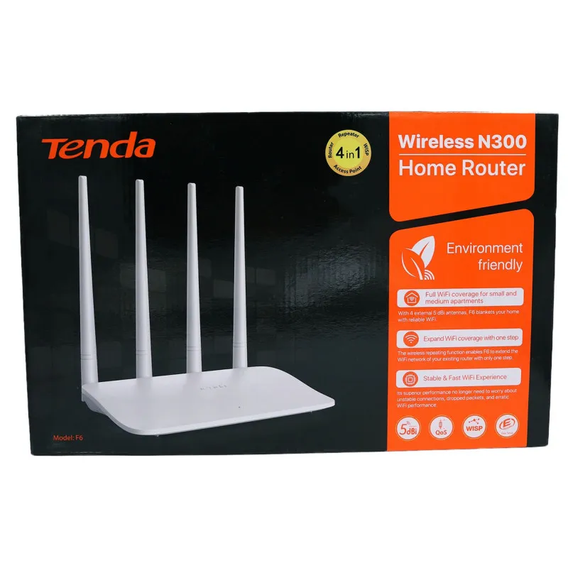 Router Tenda inalámbrico F6 4 Antenas de 5dbi 300mbps